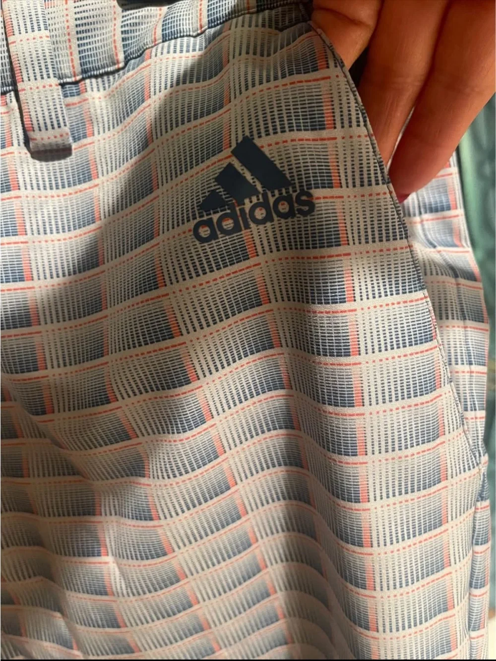 Adidas Men’s Blue/Orange Plaid Golf Shorts Sz 36 Excellent Condition